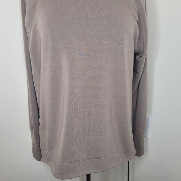 Athleta Tops - Athleta COASTER LUXE Sweatshirt Tan L Soft Modal Blend Thumb Holes Cozycore